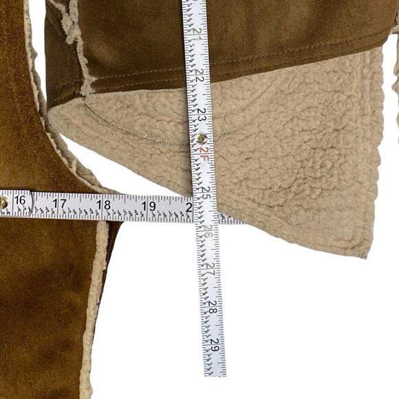 Sanctuary Faux Suede Sherpa Vest Womens Small‎ Brown Boho Western Cowgirl Casual - Picture 10 of 11